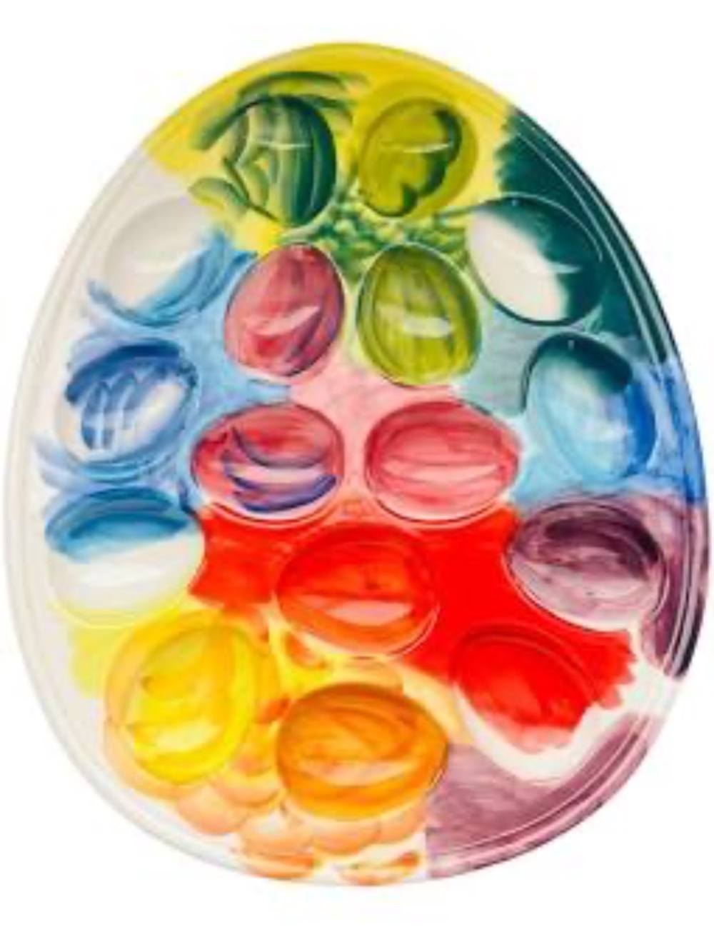 Anthropologie Painted Deviled Egg Ceramic Tray, pre-owned RARE